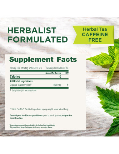Té de hoja de frambuesa orgánico Traditional Medicinals - 16 bolsas
