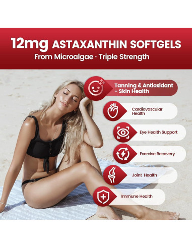 Astaxantina 12mg 240 Cápsulas VivoNu Suplemento Antioxidante