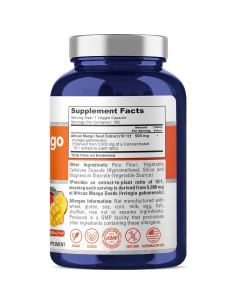 Extracto de Mango Africano NusaPure 10:1 500 mg Vegano 180 Cápsulas 2