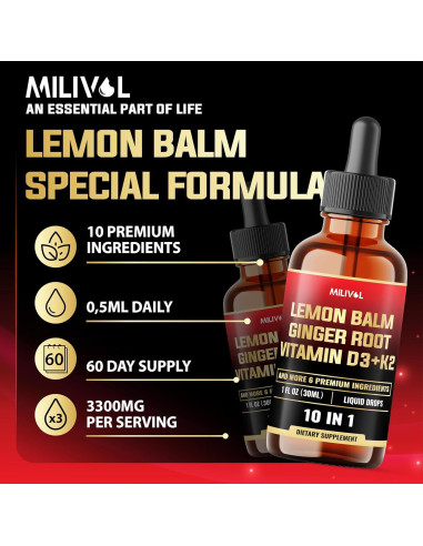 Tinctura de Melisa 10en1 Milivol 3300mg 60 Porciones