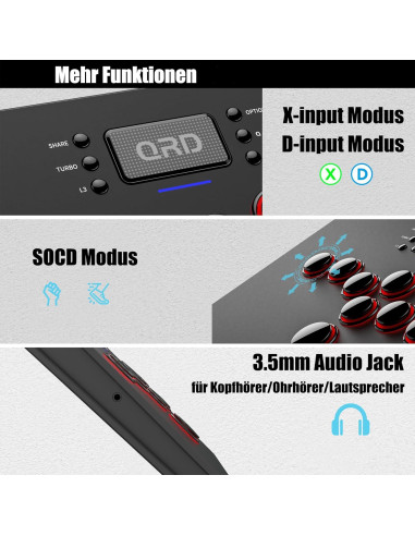 Controlador Arcade Inalámbrico QRD Maestro S3 para Consolas