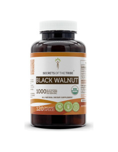 Cápsulas de Nogal Negro Orgánico USDA Secretos de la Tribu 120 Unidades
