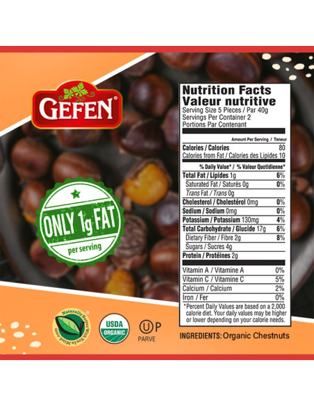 Castañas Peladas y Asadas Orgánicas Gefen 85g - Paquete de 12