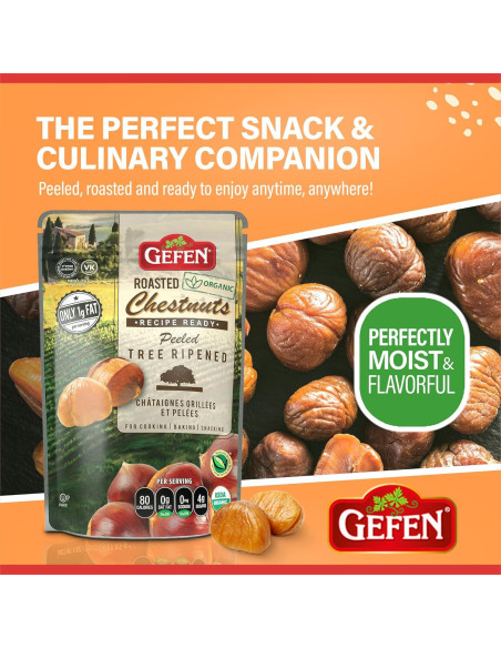 Castañas Peladas y Asadas Orgánicas Gefen 85g - Paquete de 12