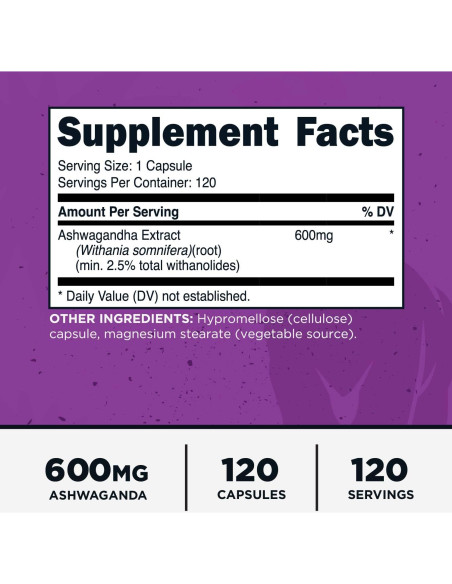 Extracto de Raíz de Ashwagandha Primal 600mg 120 Cápsulas