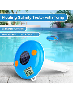 Probador de Sal YINMIK Flotante para Piscinas - Medidor Digital de Salinidad y Temperatura IPX8 2