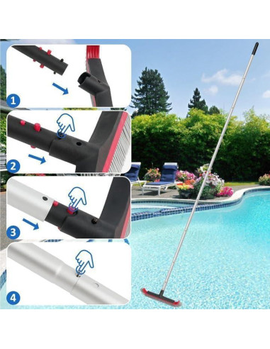 Cepillo de piscina Poolvio con palo ajustable 3.05 m
