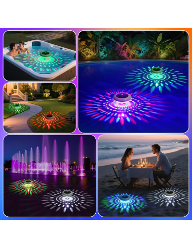 Luces Flotantes Solares Cootway RGB 16.5 cm con Control Remoto