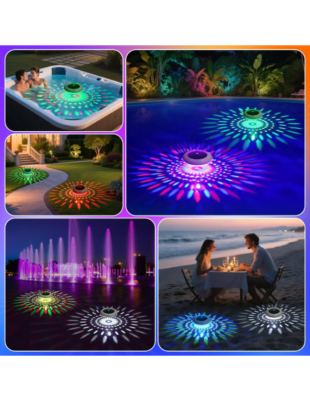 Luces Flotantes Solares Cootway RGB 16.5 cm con Control Remoto
