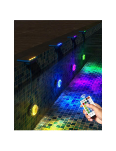 Luces LED Solares para Piscina MOFOYEAH 4 Paquetes IP68 16 Colores