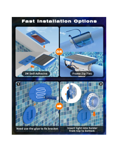 Luces LED Solares para Piscina MOFOYEAH 4 Paquetes IP68 16 Colores