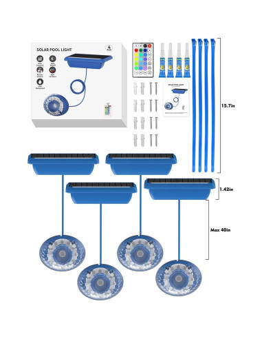Luces LED Solares para Piscina MOFOYEAH 4 Paquetes IP68 16 Colores