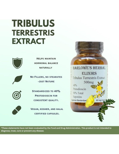 Extracto de Tribulus Terrestris Barlowe's 500mg 60 Cápsulas