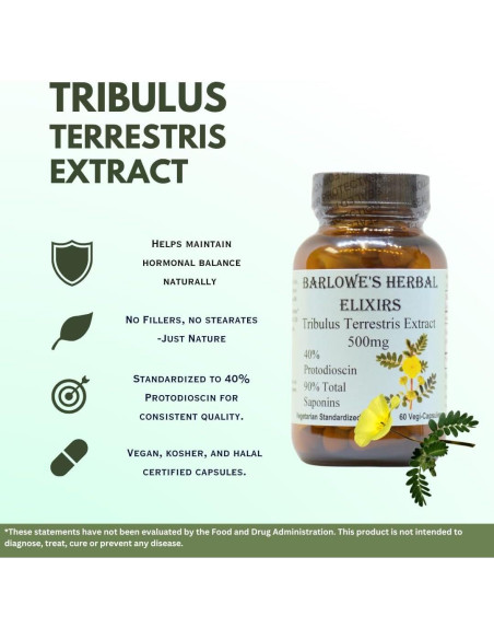 Extracto de Tribulus Terrestris Barlowe's 500mg 60 Cápsulas