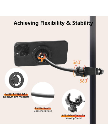Soporte para Teléfono con Micrófono Magnético Gooseneck Ajustable
