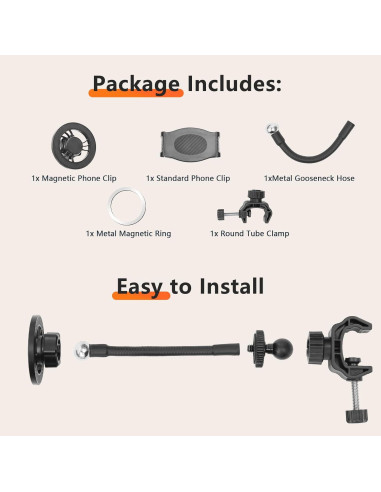 Soporte para Teléfono con Micrófono Magnético Gooseneck Ajustable