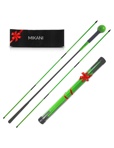 Entrenador de Golf Mikani GSTB-S2 con Palos y Banda, Verde