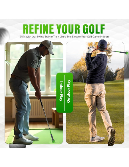 Entrenador de Golf Mikani GSTB-S2 con Palos y Banda, Verde