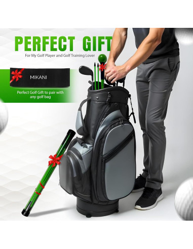 Entrenador de Golf Mikani GSTB-S2 con Palos y Banda, Verde