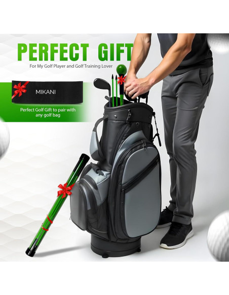 Entrenador de Golf Mikani GSTB-S2 con Palos y Banda, Verde