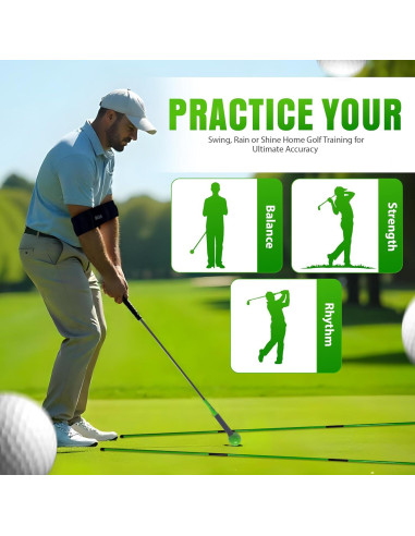 Entrenador de Golf Mikani GSTB-S2 con Palos y Banda, Verde