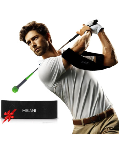 Entrenador de Golf Mikani GSTB-S2 con Palos y Banda, Verde