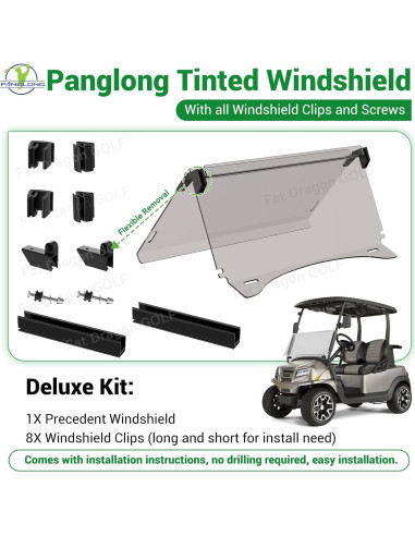 Parabrisas Tinteado Panglong para Carro de Golf 2004-Up 95.49x86.25cm
