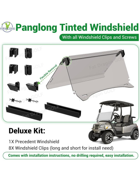 Parabrisas Tinteado Panglong para Carro de Golf 2004-Up 95.49x86.25cm