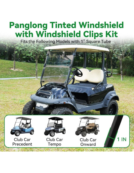 Parabrisas Tinteado Panglong para Carro de Golf 2004-Up 95.49x86.25cm