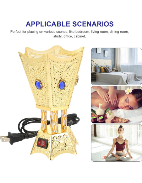 Quemador de Incienso Eléctrico Beavorty Dorado 16.99x11.48cm