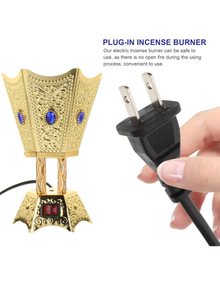 Quemador de Incienso Eléctrico Beavorty Dorado 16.99x11.48cm