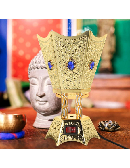 Quemador de Incienso Eléctrico Beavorty Dorado 16.99x11.48cm