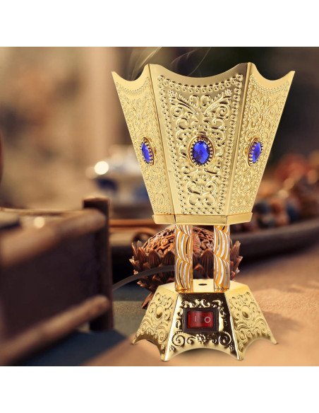 Quemador de Incienso Eléctrico Beavorty Dorado 16.99x11.48cm