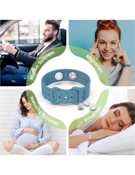 Pulseras Antináuseas Hion - 1 Par Negro, Acupresión