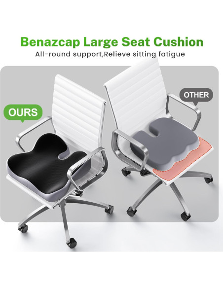 Cojín de Asiento Ergonomico Benazcap 46x43cm Alivio Ciático