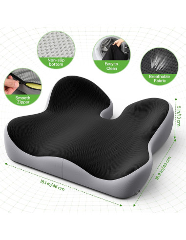 Cojín de Asiento Ergonomico Benazcap 46x43cm Alivio Ciático