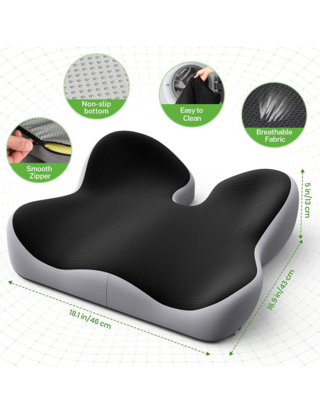 Cojín de Asiento Ergonomico Benazcap 46x43cm Alivio Ciático