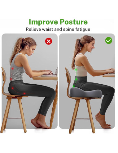 Cojín de Asiento Ergonomico Benazcap 46x43cm Alivio Ciático