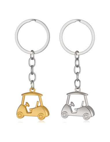 Llavero de Carrito de Golf Metalico Skrfren - 2 Piezas Oro y Plata