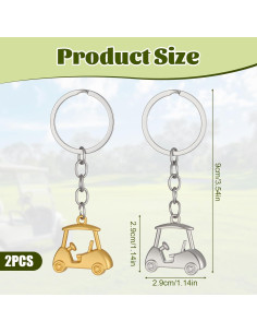 Llavero de Carrito de Golf Metalico Skrfren - 2 Piezas Oro y Plata 2