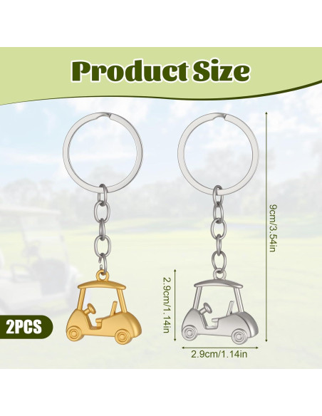 Llavero de Carrito de Golf Metalico Skrfren - 2 Piezas Oro y Plata