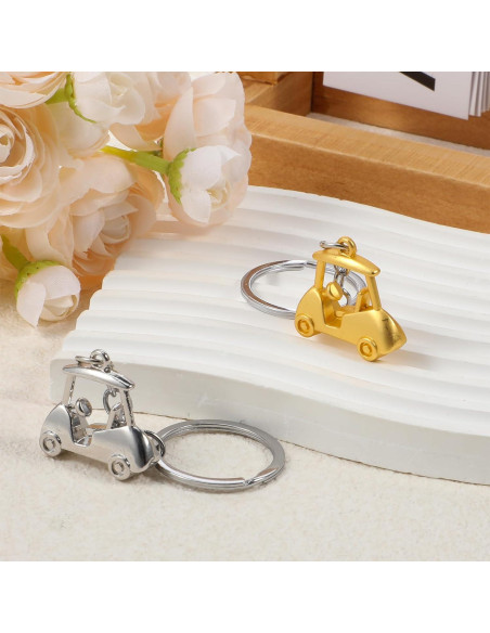 Llavero de Carrito de Golf Metalico Skrfren - 2 Piezas Oro y Plata