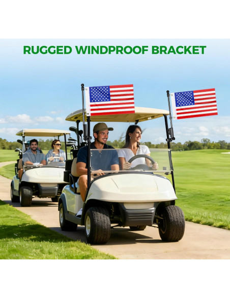 Soporte de Bandera para Carro de Golf 10L0L - Paquete de 2 con Banderas