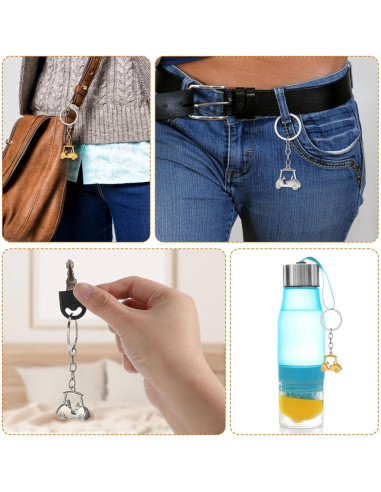 Llavero de Carrito de Golf Metalico Skrfren - 2 Piezas Oro y Plata