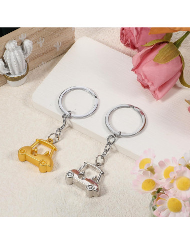 Llavero de Carrito de Golf Metalico Skrfren - 2 Piezas Oro y Plata