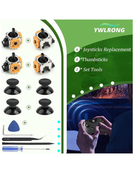 Reemplazo Joystick Xbox One S/X YWLRONG 4 Piezas Naranja