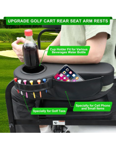 Reposabrazos Trasero iLSKW para Carro de Golf con Soporte para Vaso 2