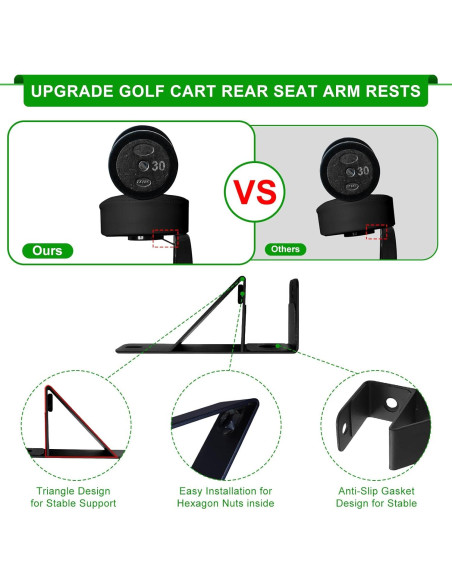 Reposabrazos Trasero iLSKW para Carro de Golf con Soporte para Vaso