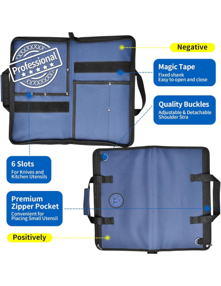 Bolsa de cuchillos XYJ para chefs, lona resistente 6 bolsillos