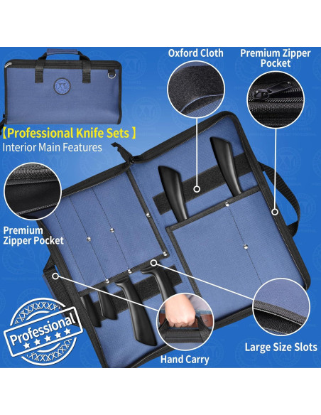 Bolsa de cuchillos XYJ para chefs, lona resistente 6 bolsillos